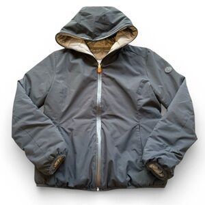 Save The Duck Rainy Reversible Hooded Jacket Black/Silver Womens 2 (Medium)